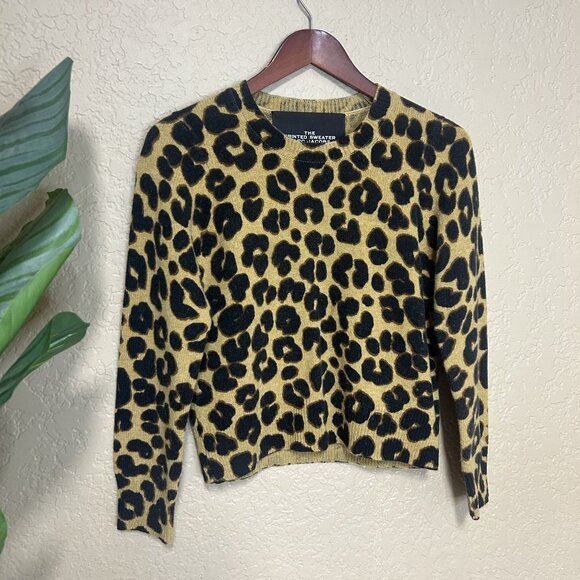 Marc Jacob’s The Printed Sweater Pull-over Top Yellow Leopard Size Small - Picture 1 of 5